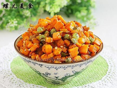 香煎地瓜豌豆粒的做法(减肥的甜美小零食儿)