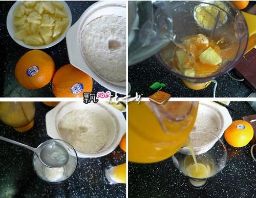 酒酿珍珠圆子杂果捞和酒酿凤梨香橙果汁的做法(甜品)